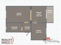 Pronájem bytu 2+1, Rybitví, Školní, 65 m2