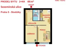 Prodej bytu 2+kk, Praha - Stodůlky, Sezemínská, 46 m2