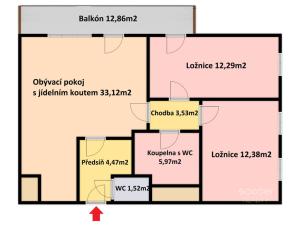 Pronájem bytu 3+kk, Praha - Kobylisy, Služská, 73 m2