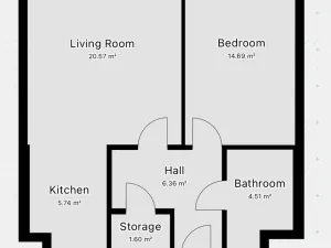 Pronájem bytu 2+kk, Praha - Záběhlice, Velenovského, 53 m2