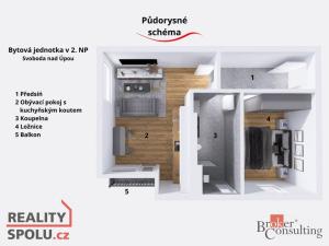 Pronájem bytu 2+kk, Svoboda nad Úpou, Maršovská, 51 m2