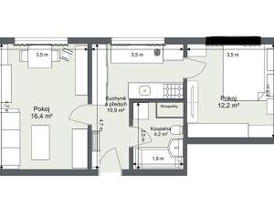 Pronájem bytu 2+kk, Pardubice - Zelené Předměstí, Arnošta z Pardubic, 44 m2