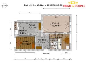 Prodej bytu 3+1, Nymburk, Jiřího Wolkera, 63 m2