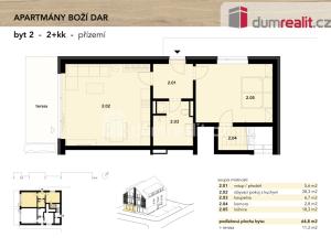 Prodej bytu 2+kk, Boží Dar, 65 m2