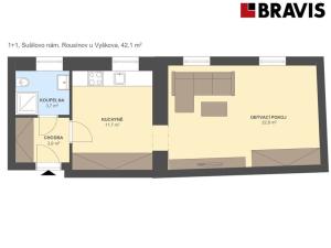 Pronájem bytu 2+kk, Rousínov, Sušilovo náměstí, 55 m2