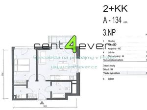 Pronájem bytu 2+kk, Praha - Hodkovičky, V náklích, 57 m2