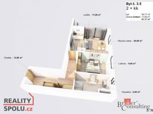 Pronájem bytu 2+kk, Třebíč, 48 m2