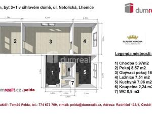 Pronájem bytu 3+1, Lhenice, Netolická, 49 m2