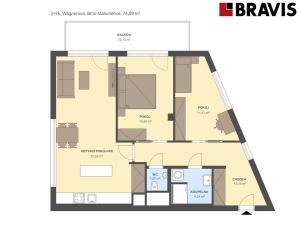 Pronájem bytu 3+kk, Brno - Maloměřice, Wágnerova, 83 m2