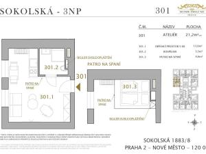 Prodej apartmánu, Praha - Nové Město, Sokolská, 21 m2