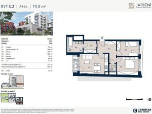 Prodej bytu 3+kk, Praha - Holešovice, Jateční, 70 m2