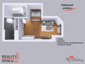 Prodej bytu 1+kk, Praha - Libeň, Heydukova, 37 m2