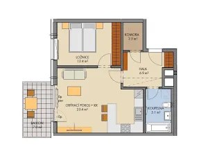 Prodej bytu 2+kk, Praha - Prosek, Nad Krocínkou, 59 m2