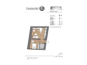 Pronájem bytu 2+kk, Brno, Francouzská, 46 m2