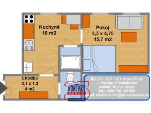 Prodej bytu 1+1, České Budějovice - České Budějovice 3, J. Plachty, 33 m2