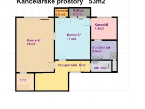 Pronájem kanceláře, Olomouc, Krakovská, 53 m2