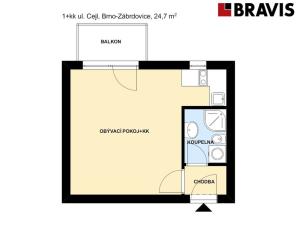 Pronájem bytu 1+kk, Brno - Zábrdovice, Cejl, 26 m2