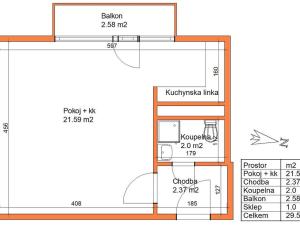 Pronájem bytu 1+kk, Pardubice - Polabiny, Jiřího Tomana, 30 m2