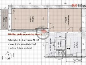 Prodej bytu 2+1, Okříšky, J. A. Komenského, 50 m2