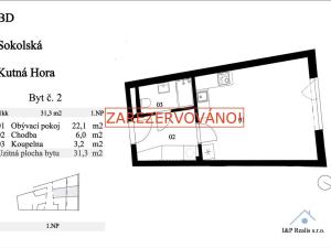 Prodej bytu 1+kk, Kutná Hora, Sokolská, 34 m2