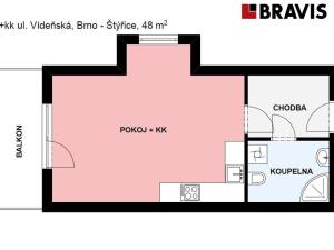 Pronájem bytu 1+kk, Brno, Vídeňská, 48 m2