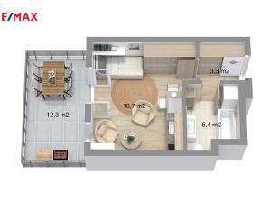 Pronájem bytu 1+kk, Brno - Ponava, U Červeného mlýna, 41 m2