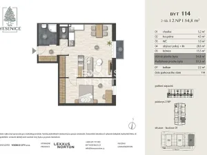 Prodej bytu 2+kk, Jesenice, Cedrová, 57 m2