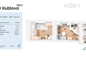 Prodej bytu 2+kk, Praha - Podolí, U Kublova, 42 m2