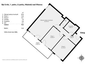 Prodej bytu 3+kk, Hluboká nad Vltavou, U Parku, 82 m2