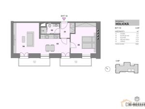 Pronájem bytu 2+kk, Olomouc - Hodolany, Holická, 52 m2