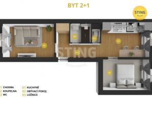 Pronájem bytu 2+1, Opava, Ostrožná, 44 m2
