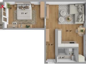 Pronájem bytu 2+kk, Hradec Králové - Pražské Předměstí, V Koutech, 44 m2