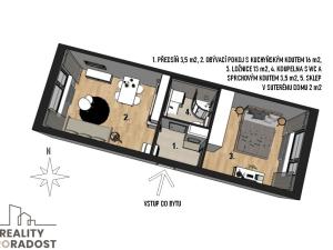 Pronájem bytu 2+kk, Brno, Vondrákova, 38 m2
