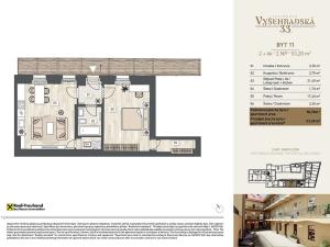 Prodej bytu 2+kk, Praha - Nové Město, Vyšehradská, 53 m2