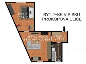Prodej bytu 2+kk, Písek, Prokopova, 52 m2