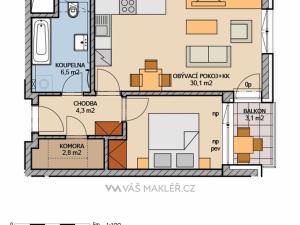 Pronájem bytu 2+kk, Praha - Stodůlky, náměstí Junkových, 46 m2