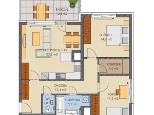 Prodej bytu 3+kk, Praha - Hlubočepy, Gollové, 79 m2