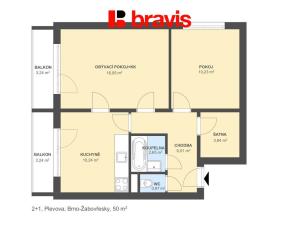Pronájem bytu 2+1, Brno, Plevova, 50 m2