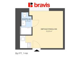 Pronájem bytu 1+kk, Popůvky, Chaloupky, 18 m2