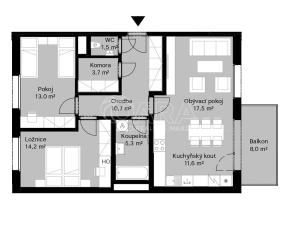 Pronájem bytu 3+kk, Praha - Modřany, Kolmanova, 77 m2