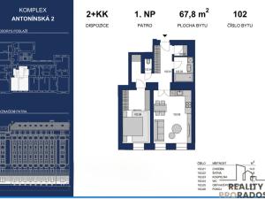 Pronájem bytu 2+kk, Brno, Antonínská, 68 m2
