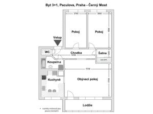 Pronájem bytu 3+1, Praha - Černý Most, Paculova, 89 m2