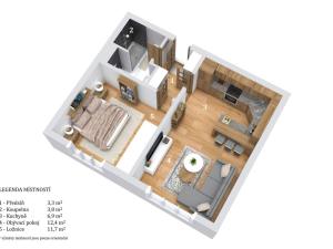 Pronájem bytu 2+kk, Praha - Libuš, Na domovině, 39 m2
