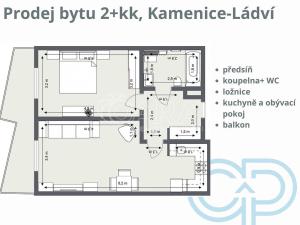 Prodej bytu 2+kk, Kamenice - Ládví, Benešovská, 54 m2