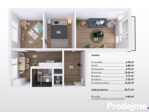 Pronájem bytu 3+1, Znojmo, Dukelských bojovníků, 56 m2