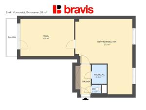 Pronájem bytu 2+kk, Brno - Zábrdovice, Vranovská, 54 m2