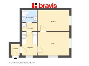 Pronájem bytu 2+1, Brno, Střelnice, 45 m2