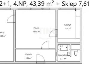 Prodej bytu 2+1, Uherské Hradiště, Derflanská, 44 m2
