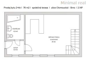 Prodej bytu 2+kk, Brno, Olomoucká, 76 m2