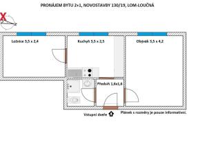 Pronájem bytu 2+1, Lom - Loučná, Novostavby, 38 m2